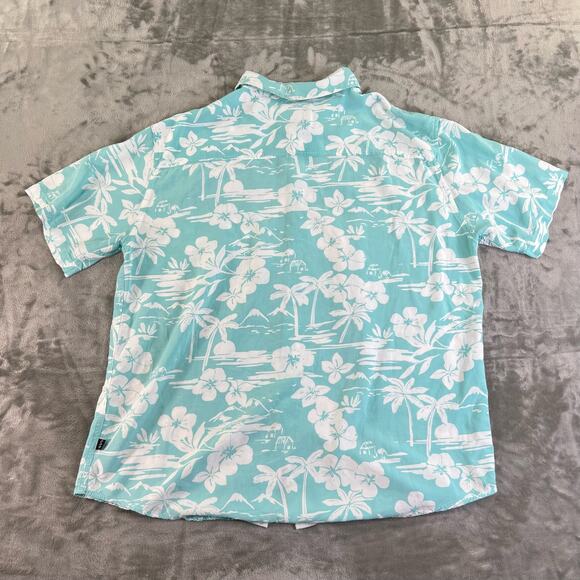 O1C Short Sleeve Hawaiian Button Down Shirt Mens Size XL Teal + White - Picture 11 of 11